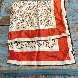 Vintage SW Kent Orange and Cream Square scarf Wrap